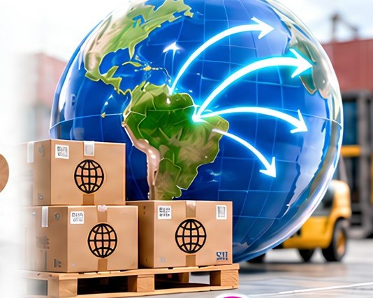 Globo e caixas prontas para exportação